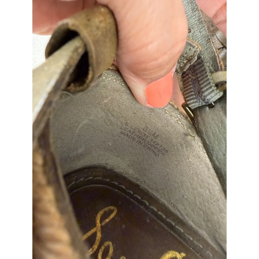 Sam Edelman Leroy Wedge Sandals Womens 5.5M Olive Green Bohemian Chic Espadrille